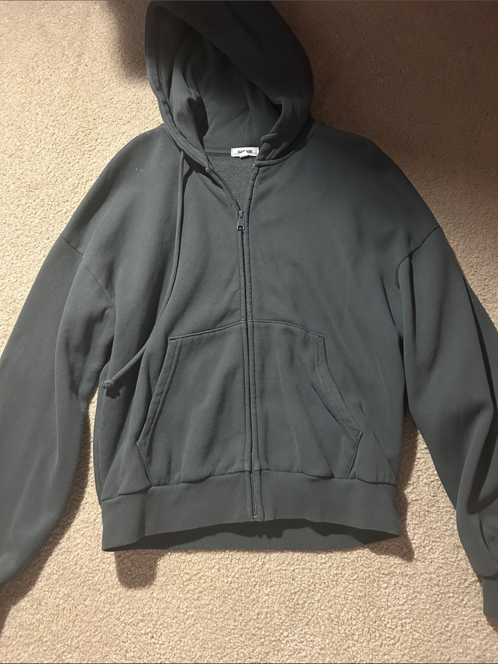 GARAGE Dark Gray Full-Zip Hooded Sweatshirt